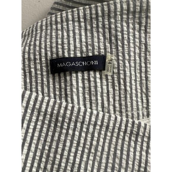 Magaschoni Gray And White Stipend Capri Pants Size 14 - Picture 3 of 5